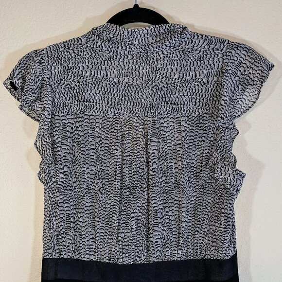 Black & Grey Pattern Top Solid Black Pencil Bottom with Bow Necktie Detail - Picture 4 of 6